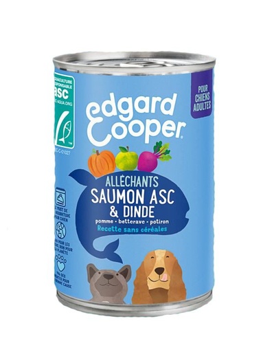 [16138] Boite pour chien adulte "Alléchants Saumon & Dinde" (400 g) - Edgard & Cooper