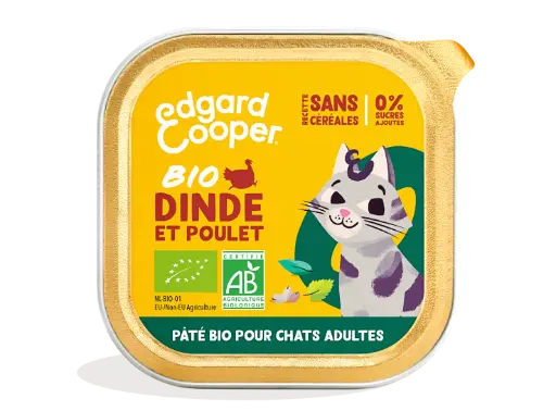 [16208] Pâté moelleuse pour chat à la dinde et au poulet bio (85 g) - Edgard & Cooper