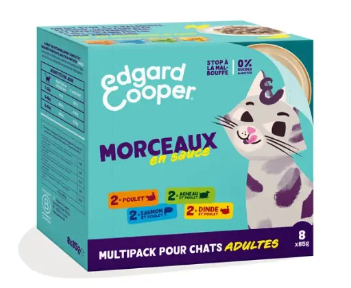 [16215] Multipack de morceaux en sauce pour chat adulte (8 x 85 g) - Edgard & Cooper
