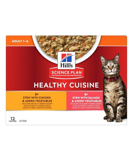 [16357] Feline Adult Multipack "Healthy cuisine" Poulet/Saumon (12 sachets 80 g) - Hill's Science Plan