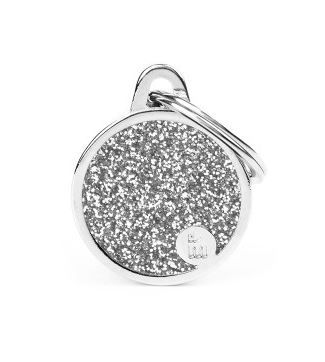 [16409] Médaille Shine "Rond Petit Glitter Gris" - MyFamily