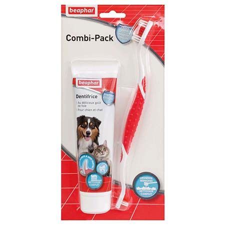 [252] Dentifrice Duo "Dog a Dent" + Brosse à Dents Double tête sans rinçage - Beaphar