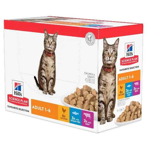 [4050] Feline Adult Sachet repas Multipack (12 sachets 85 g) - Hill's Science Plan