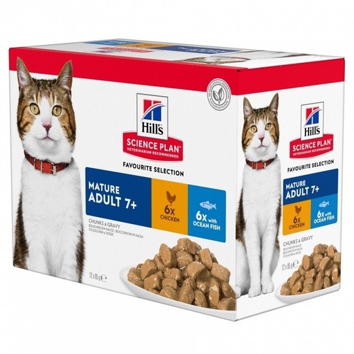 [4054] Feline Mature Sachet repas Multipack (12 sachets 85 g) - Hill's Science Plan