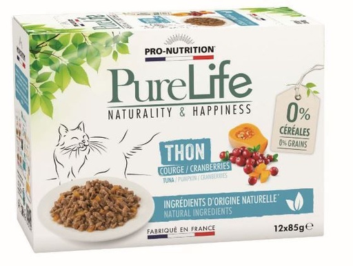 [51982] PureLife Chat Wet Thon (12 sachets 85 g) - Pro-Nutrition Flatazor