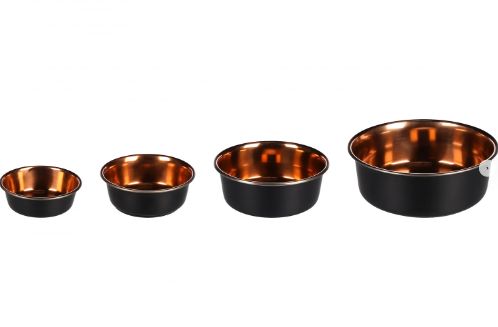 [53859-004] Gamelle pour chien Ezra rond noir & cuivre (Taille 1) - Flamingo