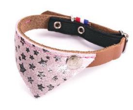 [53978-002] Collier chat cuir et bandana Miami (Rose) - Martin Sellier
