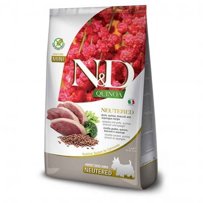 [54297] Quinoa Stérilisé Chien Adulte Mini Canard Brocolis & Asperge (7 kg) - Farmina