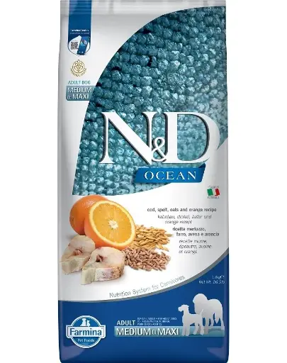 [54542-002] Océan épautre, avoine, morue & orange Chien adulte Medium/Maxi (2.5 kg) - Farmina