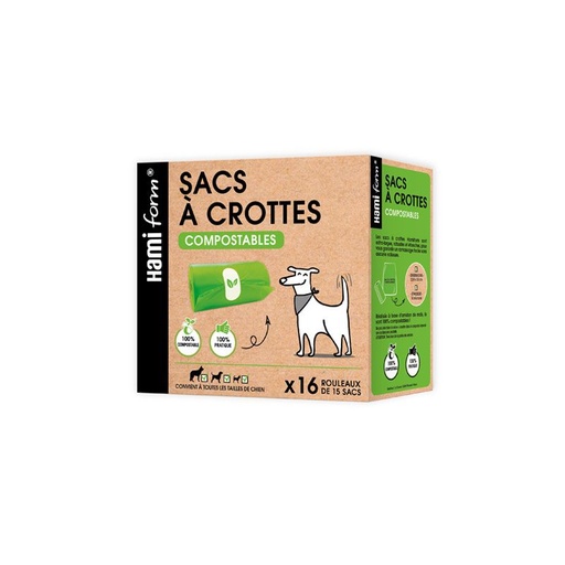 [54906] Sacs à crottes compostables - Boïtes de 16 rouleaux - Hamiform