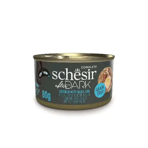 [55028] Boite After Dark Poulet/Oeuf de caille en bouillon chat (80 g) - Schesir
