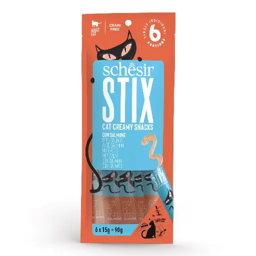 [55061] Stix Saumon/Maquereau en mousse crémeuse (6 x 15 g) - Schesir