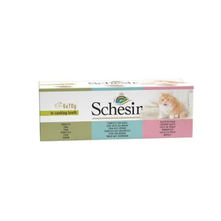 [55064] Multipacks pour chat en bouillon de cuisson (6 x 70 g) - Schesir