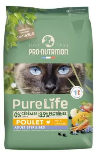 [55073-002] PURE LIFE Chat Sterilisé Poulet (8 kg) - Pro-Nutrition Flatazor