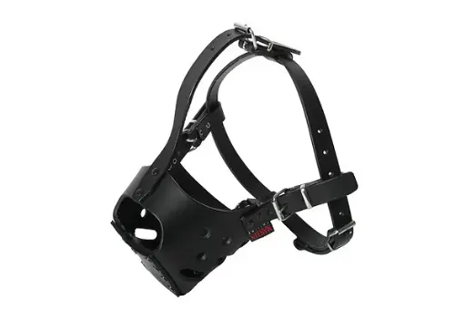 [55192-001] Muselière Cuir Noir AMSTAFF (Taille 2)
