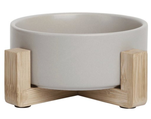 [55245] Gamelle Céramique support Bambou gris (400 ml) - Jack and Vanilla
