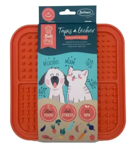 [55391] Tapis à lécher BubiChef LickFour (Orange) - Bubimex