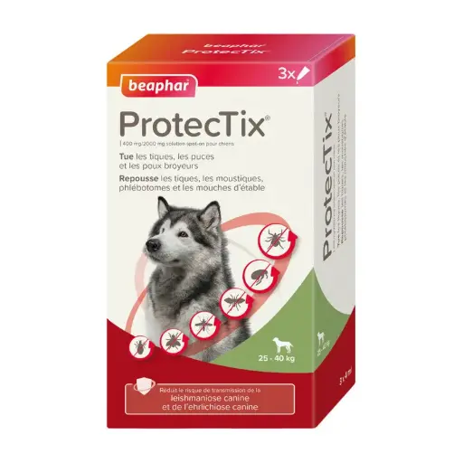 [55466] ProtexTix Chien 25 à 40 kg (3 pipettes 4 ml) - Beaphar