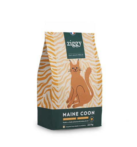 [55534] Croquettes Chat Adulte Maine Coon - Poulet (2.5 kg) - Ziggy
