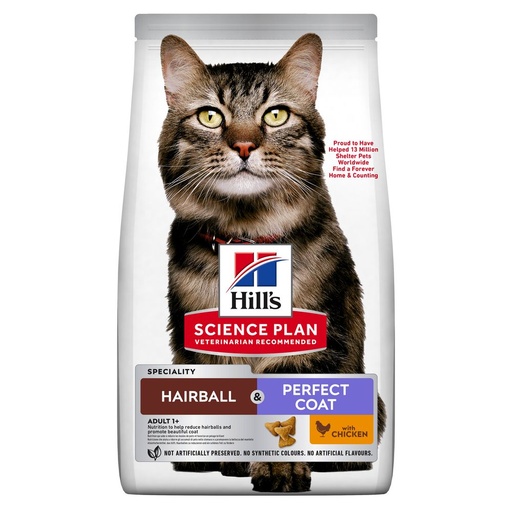 [55556-003] Feline Adult Hairball & Perfect Coat poulet (1.5 kg) - Hill's