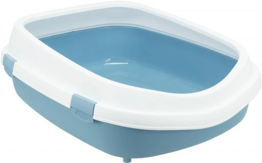 [55707] Bac à litière Primo XXL blanc/bleu avec rebord - Trixie