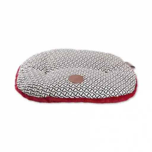 [55757-004] Coussin ovale " Avenue Montaigne" rouge (Taille 2) - Martin Sellier