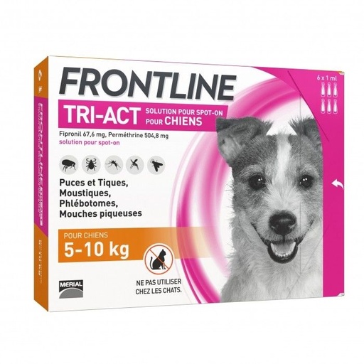 [6552_13195] Frontline Spot On Tri-Act Chien 5-10 kg (6 pipettes) - Merial