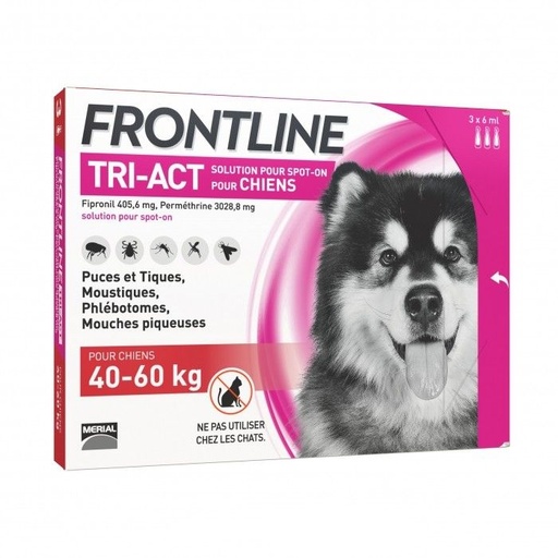 [6555_13200] Frontline Spot On Tri-Act antiparasitaire Chien 40-60 kg (3 pipettes) - Merial