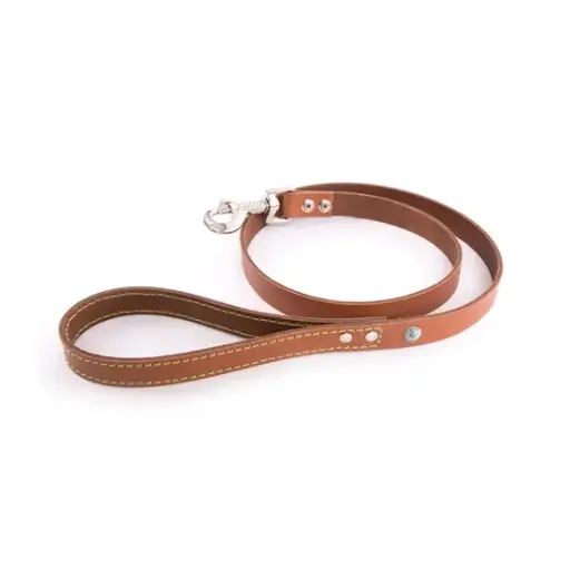 [7637-001] Laisse en cuir Flash - Cognac/Jaune - Martin Sellier