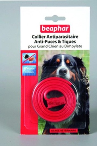 [879_1907] Collier Antiparasitaire grand chien au Dimpylate (Rouge) - Beaphar