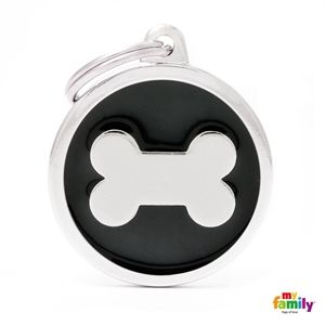 [8914] Médaille ronde Os noir - MyFamily