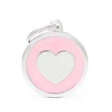 [8926] Médaille ronde coeur rose - MyFamily