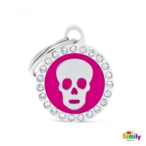 [9064] Médaille Glam petit cercle rose avec tête - MyFamily