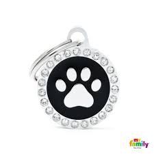 [9070] Médaille Glam petit cercle noir avec patte - MyFamily
