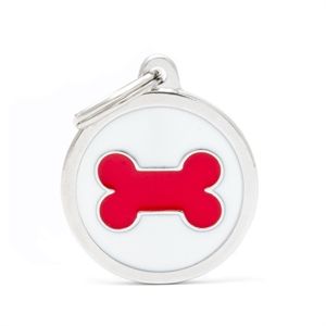 [9103] Médaille Charms os rouge fond blanc - MyFamily
