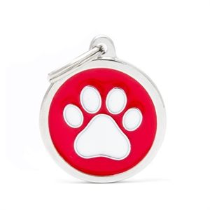 [9106] Médaille Charms patte blanche fond rouge - MyFamily
