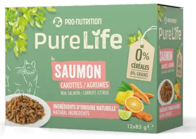 [J25030057] Pure Life chat wet saumon (12 x 85 g) - Pro-Nutrition