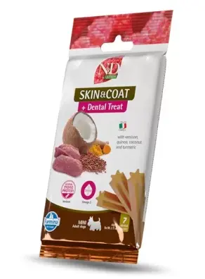 [J25040025] Dental Treat Vet Quinoa Skin&Coat Cerf Chien adulte Mini (60 g) - Farmina