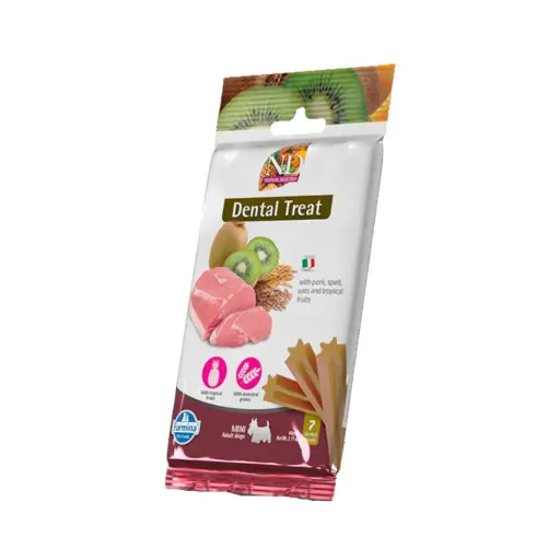 [J25040033] Dental Treat Vet Tropical sélection Porc Chien adulte Mini (60 g) - Farmina