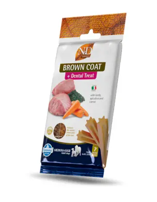 [J25040052] Dental Treat Vet Life Brown Coat Agneau, patate et carotte Chien adulte Medium/Maxi (110 g) - Farmina