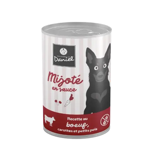 [J25040066] Mijoté mono bœuf carottes petits pois pour chien (400 g) - Les recettes de Daniel