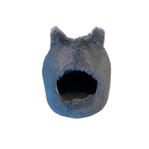 [J25040113] Corbeille tête de chat fourrure gris (45 cm) - Bubimex