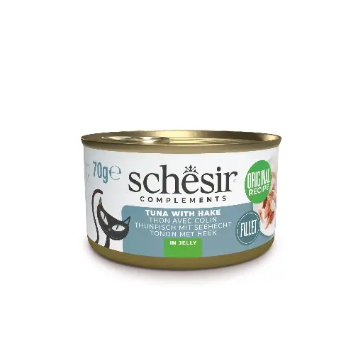 [J25040171] Boîte de pâtée pour chat en gelée - Thon avec colin (70 g) - Schesir