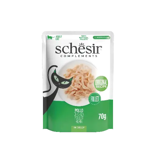 [J25040175] Sachet fraîcheur pour chat en gelée - Filet de poulet (70 g) - Schesir