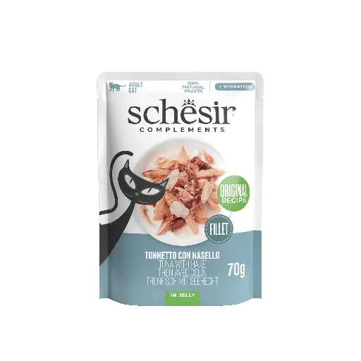 [J25040177] Sachet fraîcheur pour chat en gelée - Thon avec colin (70 g) - Schesir