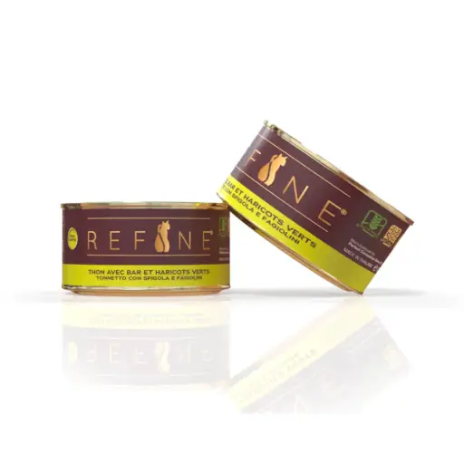 [J25050264] Pâtée chat thon avec bar et haricots verts (80 g) - Refine