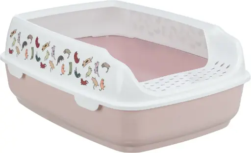 [J25090087] Bac à litière Delio avec rebords (rose) - Trixie