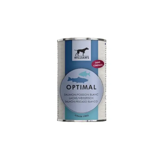 [J25100040] Pâtée pour chien Optimal au saumon et poisson blanc (395 g) - William's
