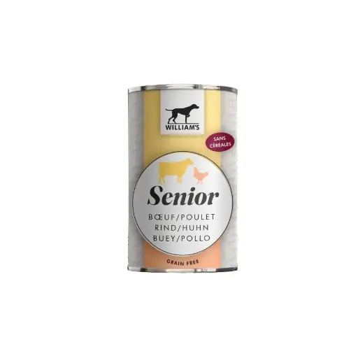 [J25100043] Pâtée pour chien Senior au bœuf et au poulet (395 g) - William's