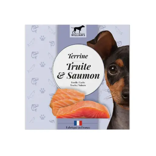 [J25100044] Terrine pour chien à la truite et au saumon (80 g) - William's